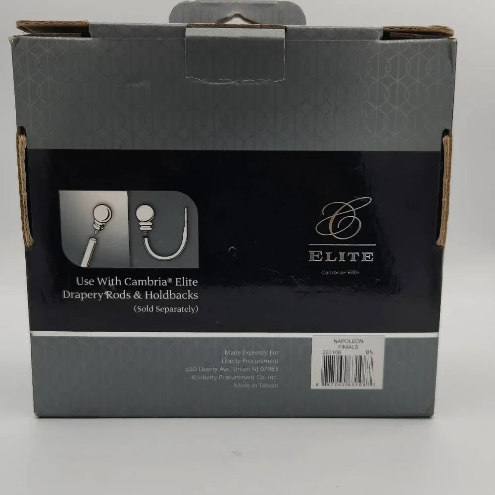 2 Pack Cambria Elite Finials Brushed Nickel Napoleon Premium Quality Drapery